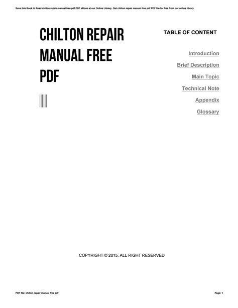 Chilton Repair Manual Free Pdf By O055 Issuu
