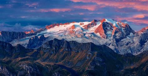 Desktop Wallpaper Mountains Glacier Summit Nature Sunset Hd Image