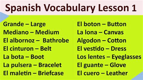 Spanish Vocabulary Lesson 1 Etsy Hong Kong