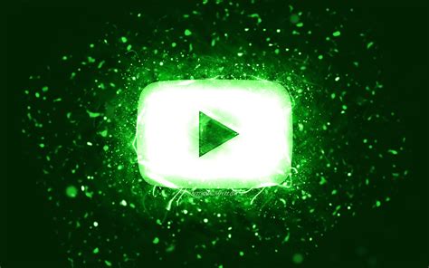 Download Wallpapers Youtube Green Logo 4k Green Neon Lights Social