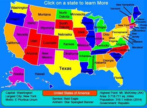 50 States Map Printable Map