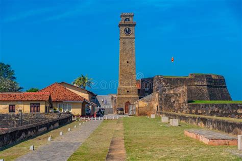 Galle Fort Clock Tower Looking Over Military Bastions Sri Lanka Stock