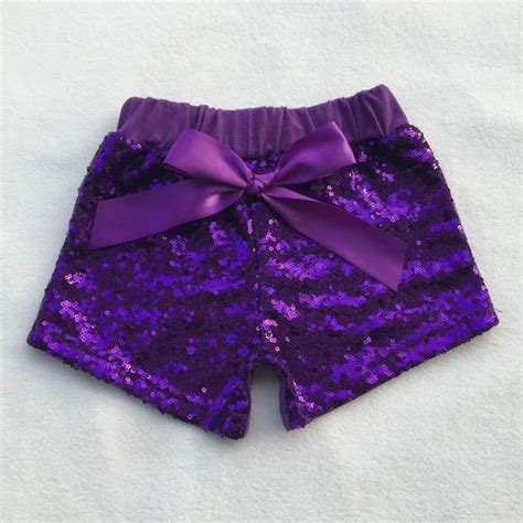 New Arrive Sequin Shorts Girls Purple Sequin Shortsthe First Baby