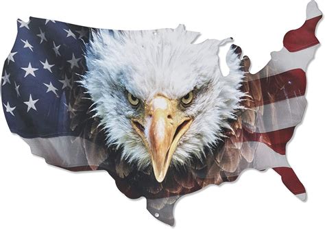 Metal Wall Art American Flag Wall Decor Patriotic Eagle Head On Usa