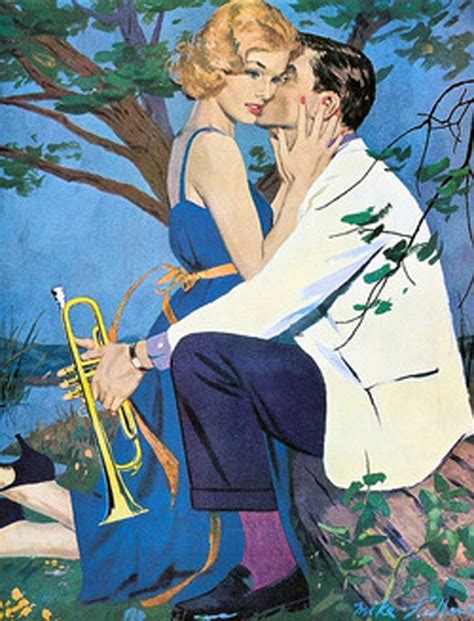 A Painting Of A Man Kissing A Woman With A Trumpet