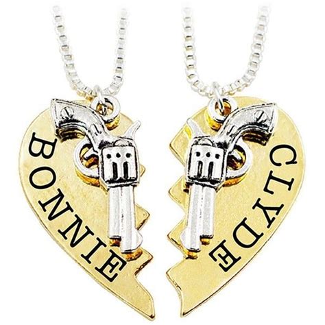 Bonnie And Clyde Couples Necklace Set Of 2 In Two Tone Color Partners