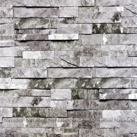 Free Download 1roll Grey Stacked Brick Stone Faux Realistic Pvc Vinyl