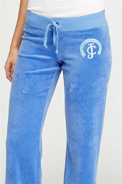 Juicy Couture Blue Velveteen Track Pants Limited Edition Discount
