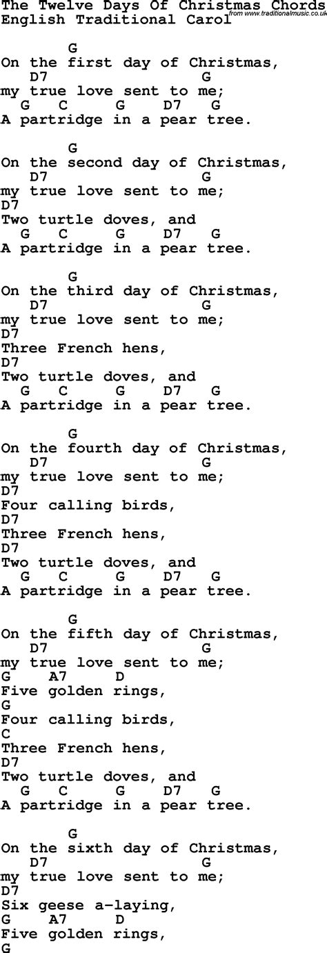 12 Days Of Christmas Lyrics Printable With Pictures
