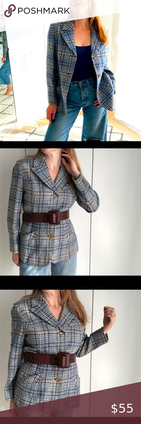 Vtg 70s Pendleton Plaid Wool Womens Blazer M Plaid Wool Jacket