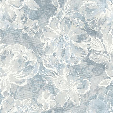 Brewster Wallcovering Allure Blue Floral Wallpaper Wallpaper