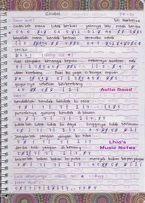 not angka siti nurhaliza cindai lhia s music notes