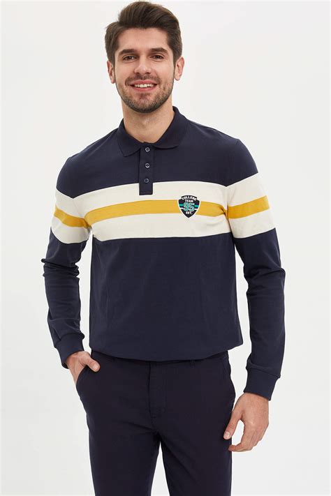 Lacivert Erkek Regular Fit Polo Yaka Sweatshirt 1169129 DeFacto