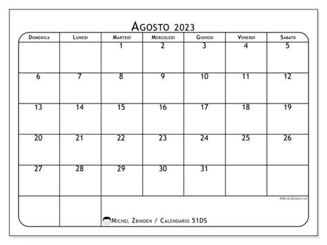 Calendario Agosto 2023 Da Stampare “54ds” Michel Zbinden It