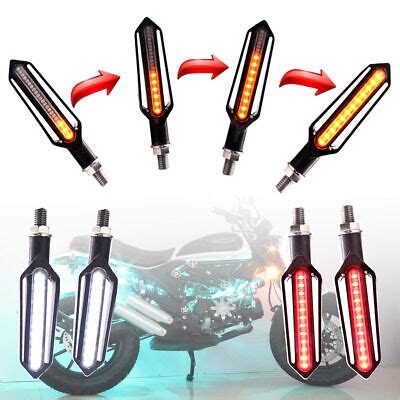 4x Sequential Flowing 24 LED Motorcycle Turn Signal Indicator Lights