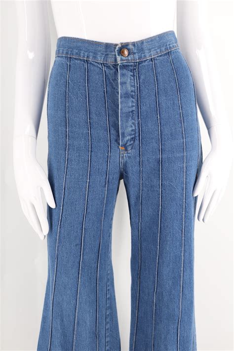 70s High Waisted Sz 26 Seamed Denim Bell Bottoms Jeans Vintage 1970s Cheap Jeans Seamed
