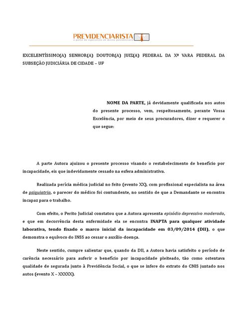 Petição De Manifestação Sobre Laudo Médico Pericial Pedido De