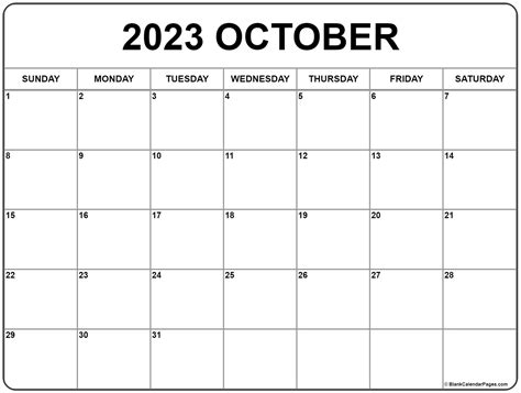 Free Printable October 2023 Calendar Free Printable Templates
