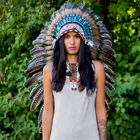 White Shaded Indian Headdress 95cm Indian Headdress Novum Crafts