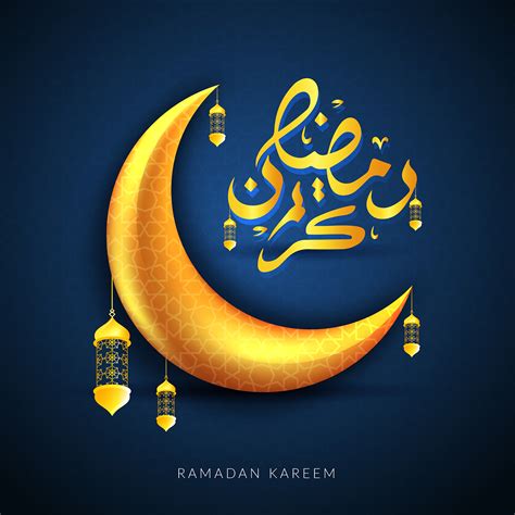Ramadan Kareem Gold Moon Greeting 1040660 Vector Art At Vecteezy