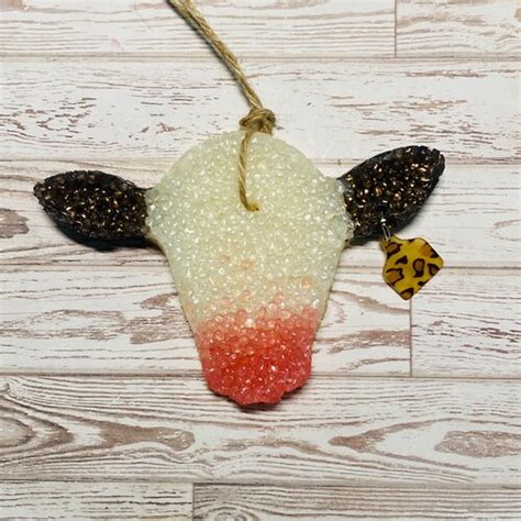 cow head with cow tag air freshener car scent air etsy
