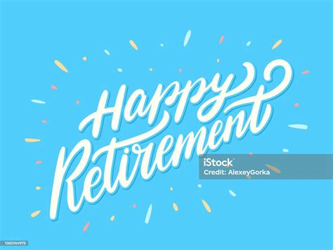 Happy Retirement Vector Handwritten Lettering Stock Illustration