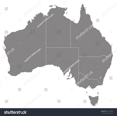 Gray Map Of Australia Royalty Free Stock Vector 651461809