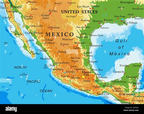 Highly Detailed Physical Map Of Mexicoin Vector Formatwith All The