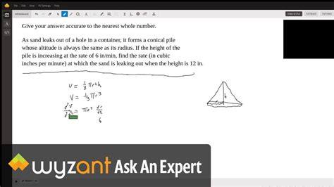 Related Rates Word Problem Involving A Cone Youtube