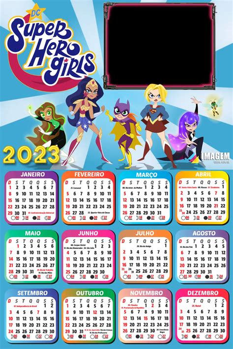 Calendário 2023 Dc Super Hero Girls Moldura Png Montar Foto Imagem Legal