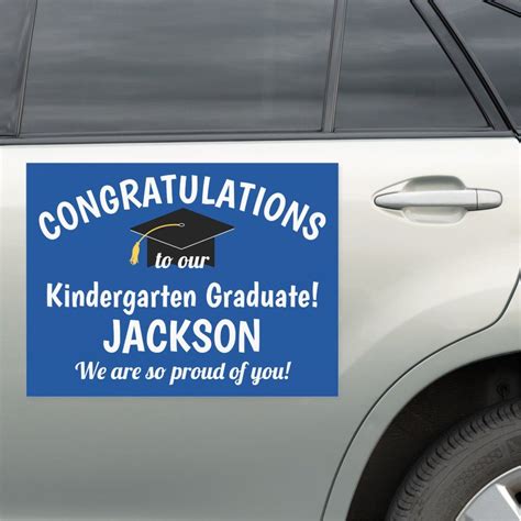 Congratulations Kindergarten Graduation Blue Car Magnet Zazzle