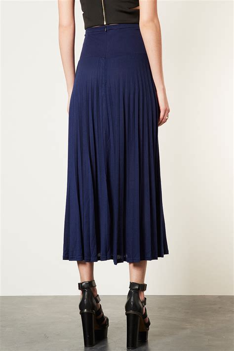 Lyst Topshop High Waist Pleated Maxi Skirt In Blue
