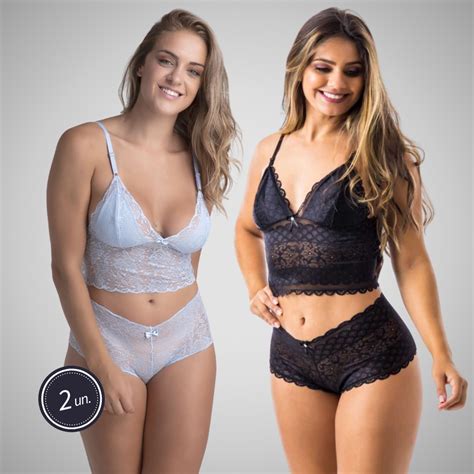 Kit Conjuntos Renda Espera Marido Cropped Sem Bojo Calcinha Calesson Shortinho Lingerie Baby