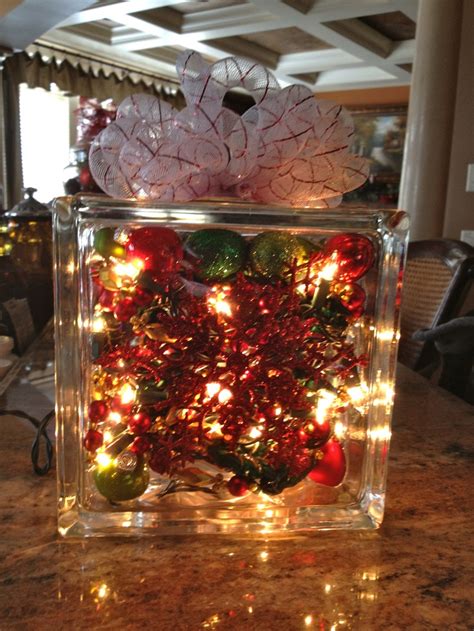 The hollowed inside is perfect for lights, pictures and coins. Glass block decoration | glass block ideas | Pinterest