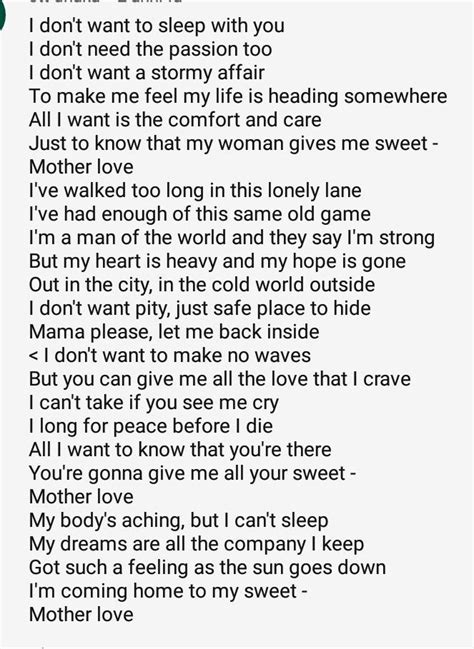 Mother Love Lyrics