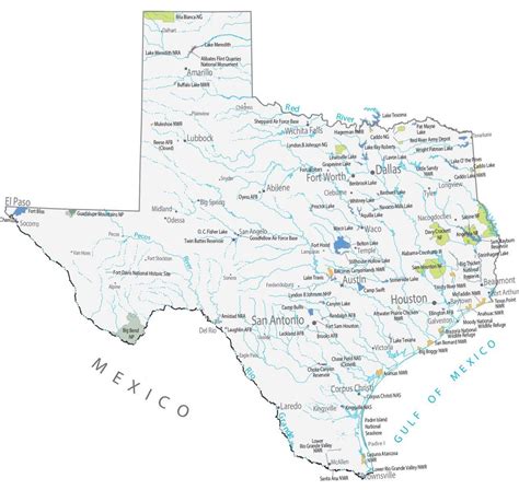 Texas State Map Places And Landmarks Gis Geography