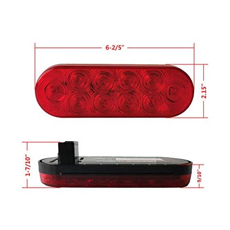 Rcd Pack Of 2 6 Inch Red Oval Led Trailer Tail Lights Surface