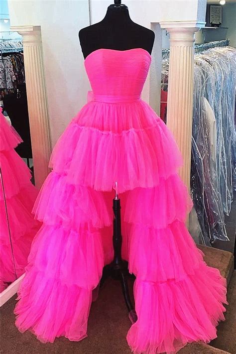 Hot Pink Red High Low Prom Dresses Hot Pink Red High Low Formal Eveni
