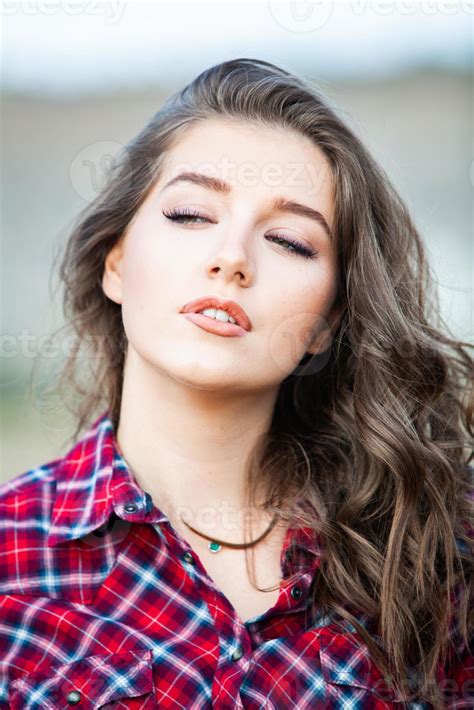 beauty portrait of female face with natural skin wonderful white woman stylish girl hipster