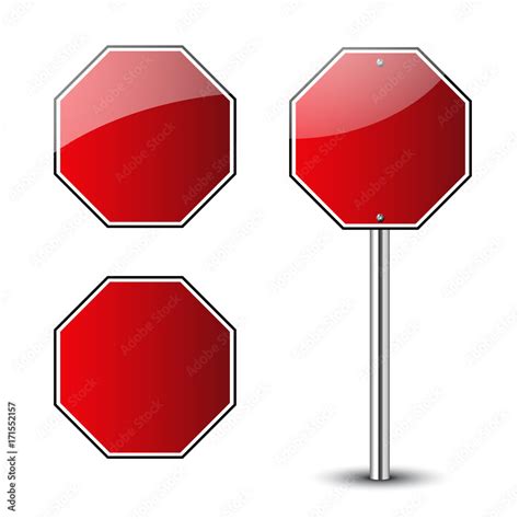 vecteur stock stop traffic road signs blank set prohibited red octagon road signs isolated on