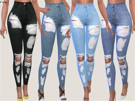 The Sims Resource Sunset Denim Ripped Jeans By Pinkzombiecupcakes Sims Downloads