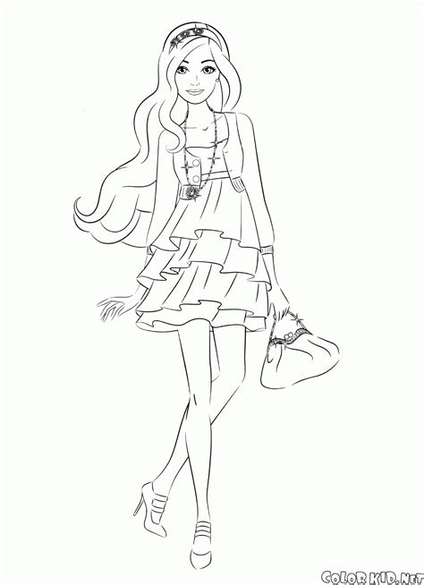 Coloring Page Barbie In A Short Dress