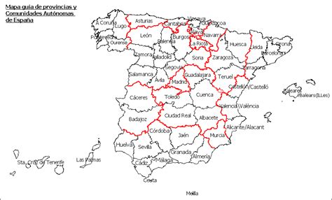 Mapa Guía De Las Provincias Y Comunidades Autónomas De España