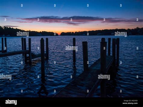 Lake Michigan Sunrise With Pier Stock Photo Alamy