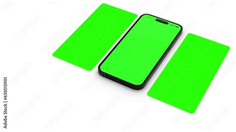 Iphone With Multiple Apps Blank Green Screen Isolated On White