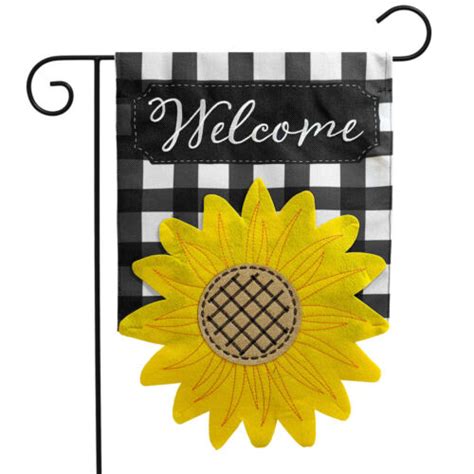 Sculpted Sunflower Summer Burlap Garden Flag Welcome 125 X 18