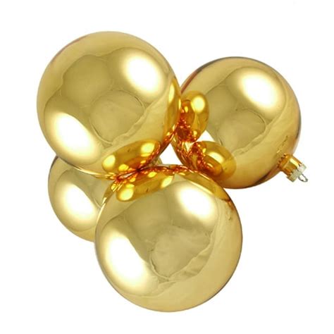 Pack Of 4 Shiny Gold Glass Ball Christmas Ornaments 475