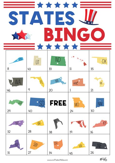 50 States Bingo Cards 5x5 Us States And Capitals 50 States Etsy