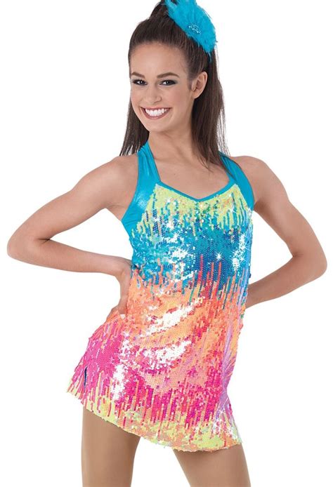 Weissman Neon Rainbow Tunic Dress Dance Competition Costumes Jazz
