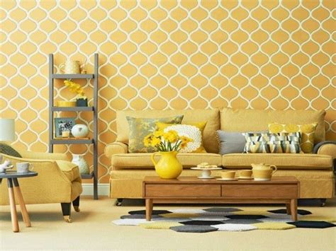 Grey And Mustard Living Room Wallpaper Home Design Ideas